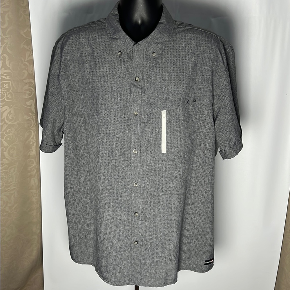 Gray Casual Button Down Shirt with Short Sleeves